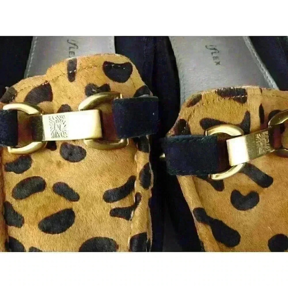 Anne Klein Zerega Leopard Print Loafer Black womens shoes sz 8.5 Leather Uppers - Picture 7 of 10
